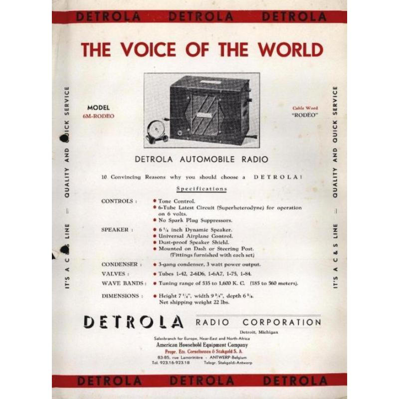 Detrola, automobile radio brochure