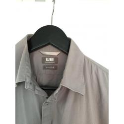 Twee overhemden zwart + grijs, korte mouw, WE en H&M maat M