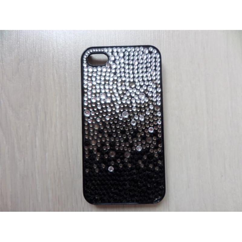 iPhone 4 hoesje hardcase zwart glitters diamant zilver
