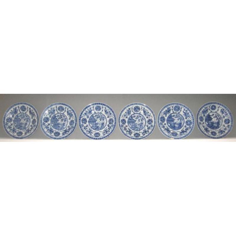 6x Chinees porselein bord, Kangxi periode (1662-1722)
