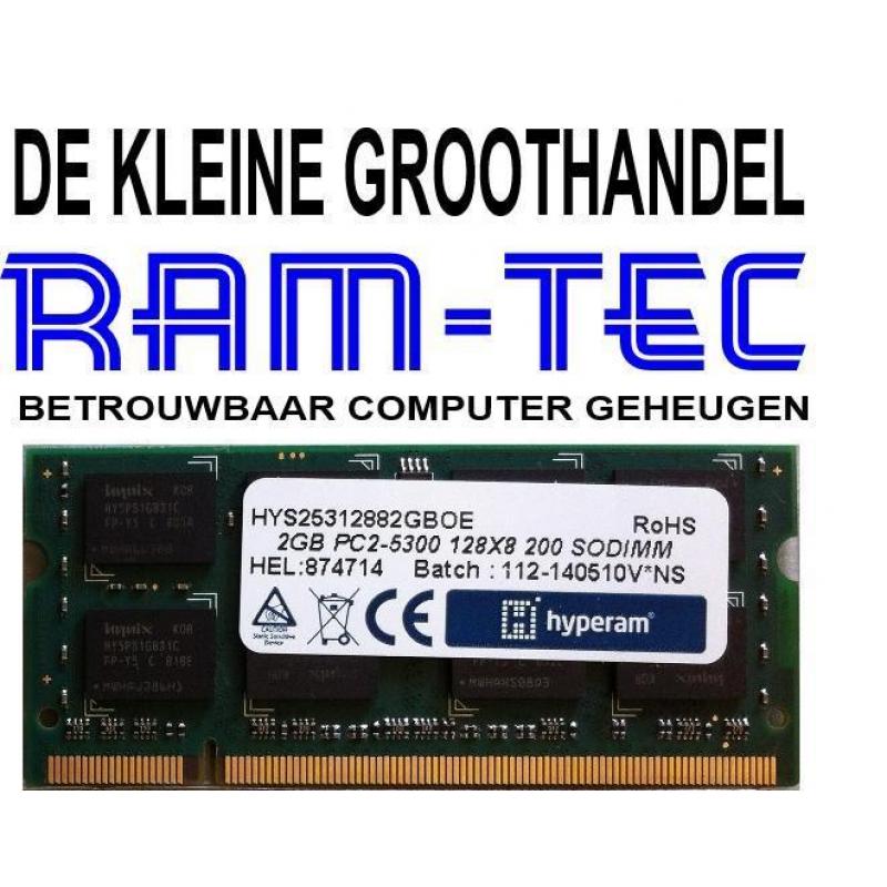 2GB PC2-5300S met Lifetime Garantie (meerdere modules)