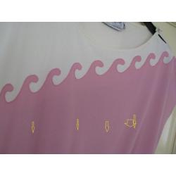 Vintage - jurk = Shubette of London - roze / ecru = 38-40