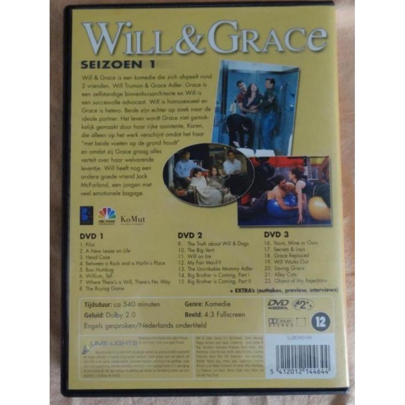 tv serie WILL & GRACE HET COMPLETE SEIZOEN 1 dvd (3 DVD'S) (