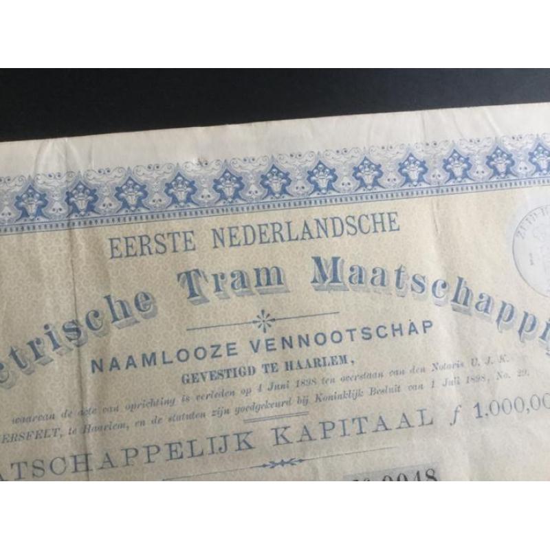 Foto tram Spuistraat en document tram 1898