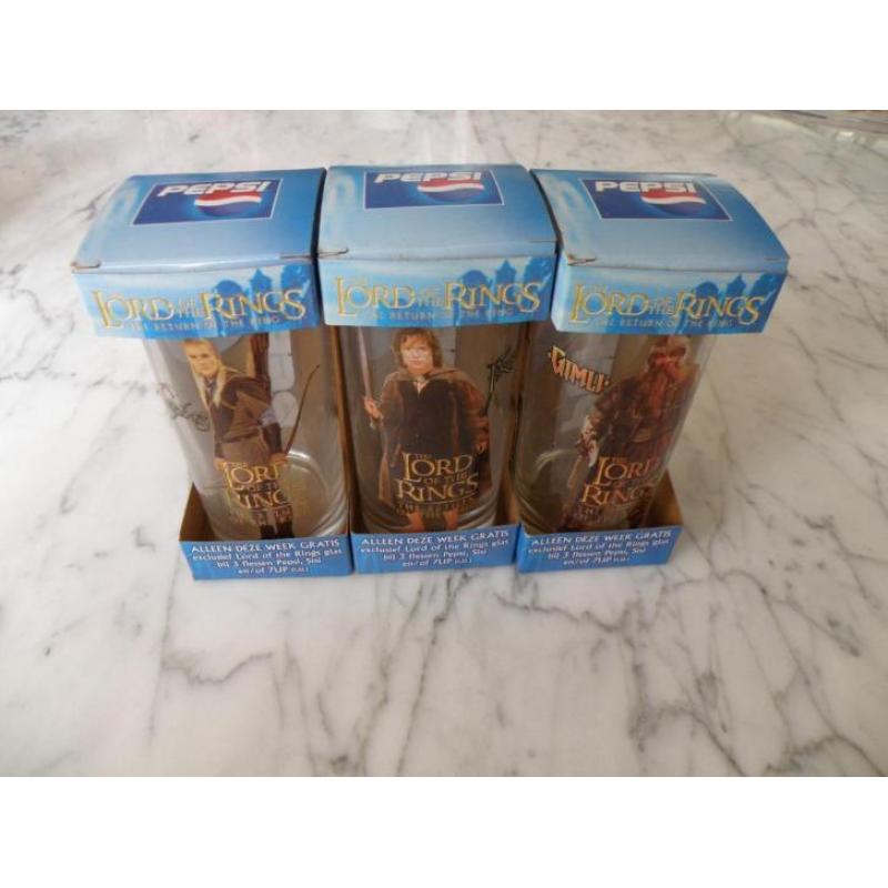 Complete set PEPSI glazen Lord of the Rings