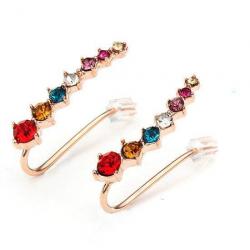 Italina Rhinestone Crystal Ear Cuff Earrings 18K Rose Gol...