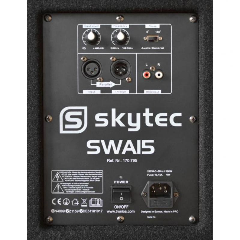 SkyTec SWA15 PA Actieve Subwoofer 15" 600W