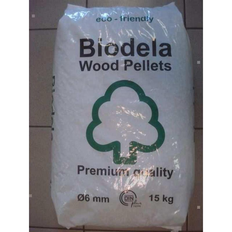 Biodela pellets, zak a 15 KG DIN + houtpellets