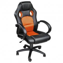 Luxe design bureaustoel racing style oranje zwart 400937