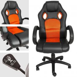 Luxe design bureaustoel racing style oranje zwart 400937