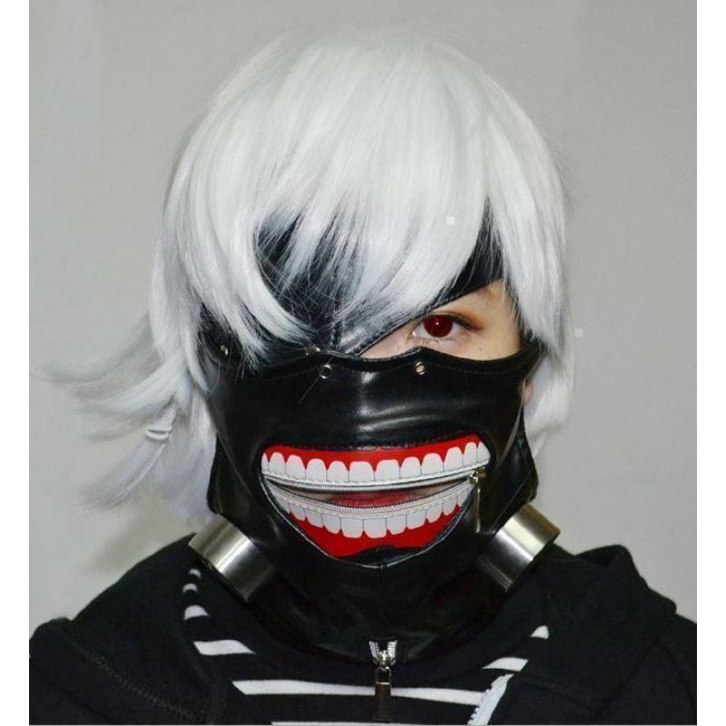 Tokyo Ghoul Kaneki Cosplay Leren Masker + Ogen Masker Set