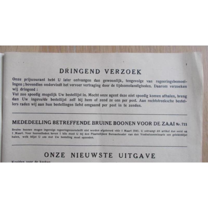 Turkenburg Zaden 1941! catalogus Oorlogsuitgave zie foto's