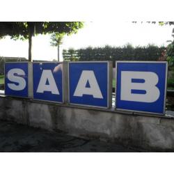 Saab of Baas grote orginele vintage Lichtreclame