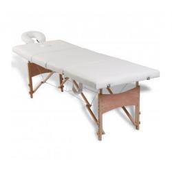 Massagetafel inklapbaar met houten frame (vier delen / cr...