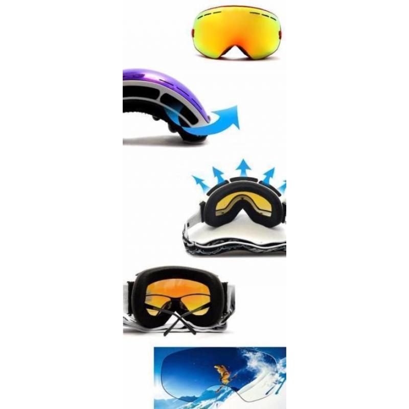 Stoere luxe Ski bril met verwisselbare dubbele extra lens !!