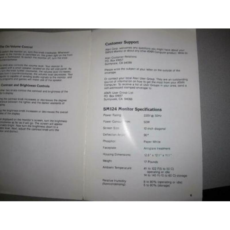 Owner's Manual Atari SM124 monitor