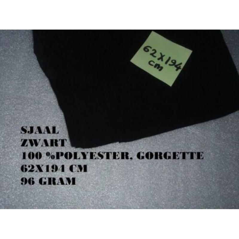 Polyester sjaal - zwart - 62x194 cm