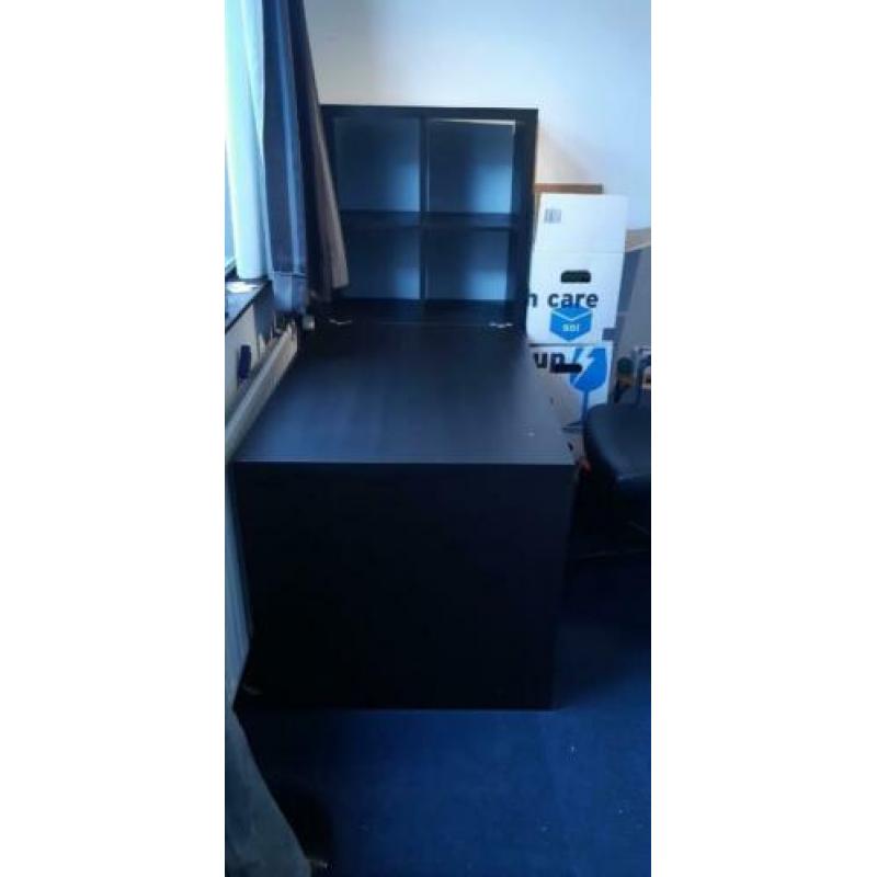Ikea Kallax Kast + Bureau Combinatie Zwart-bruin