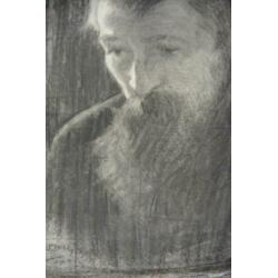 Jan Toorop - houtskool tekening op papier (portret) 40 x 31