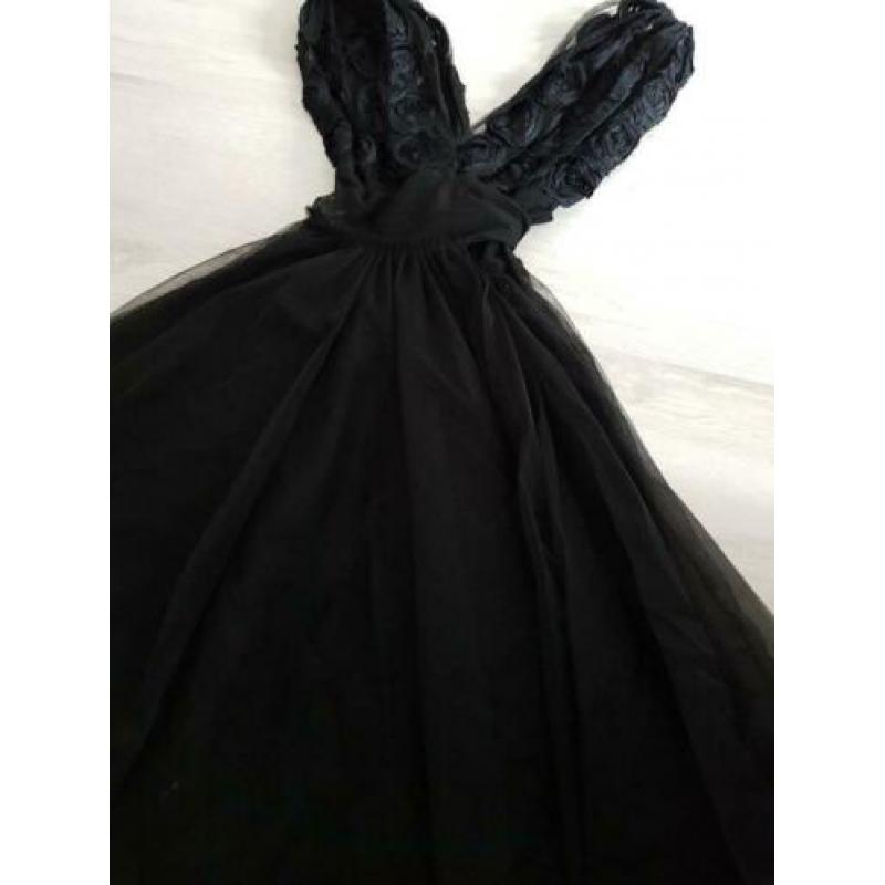 Zwarte petticoat jurk roses Cora Kemperman nieuwstaat mt M