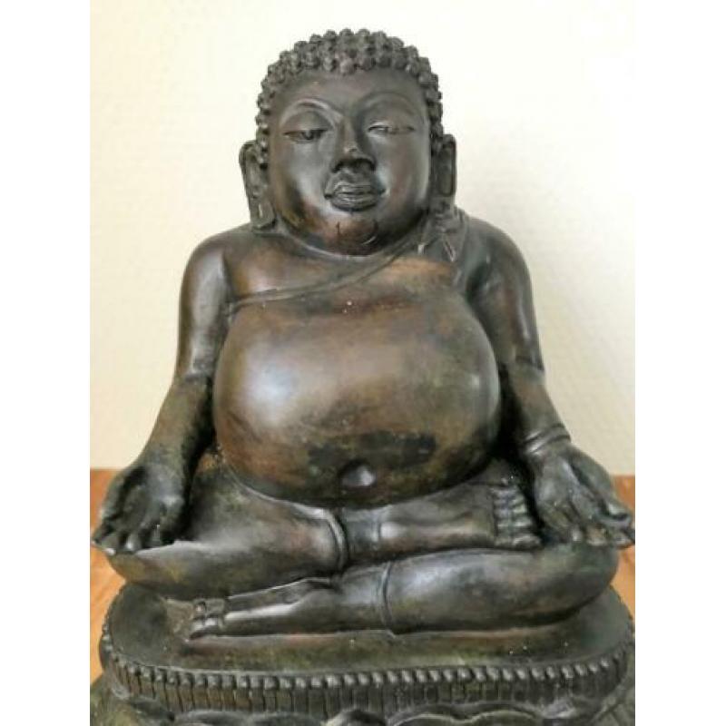 Uniek Authentiek Brons Happy Boeddha beeld