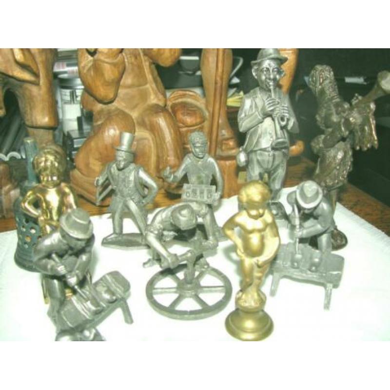 12 delige Tin en bronze figuren collectie 20-15-10-8 cm