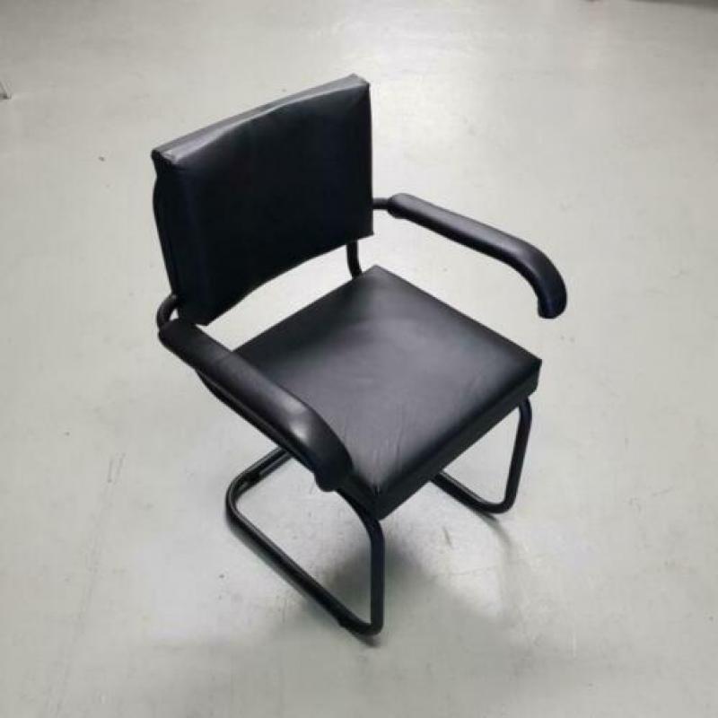 10x zwart leren buis stoelen, stoel leer armstoel zwart 254