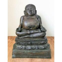 Uniek Authentiek Brons Happy Boeddha beeld