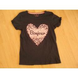 Maat 146: Donkerblauw shirt met roze hart