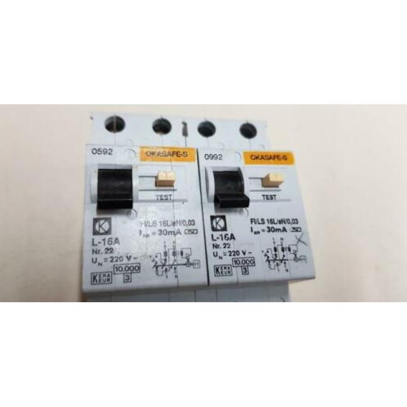 Okasafe-S Groepenkast Aardlekautomaat L16A 220V 0,03A (2x)