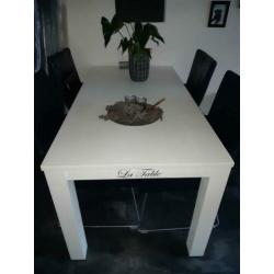 Witte salontafel+eettafel+tv meubel van de Bommel