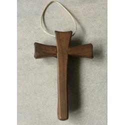 Miniatuur crucifix brons op olijfhout gesigneerd G.Moulié