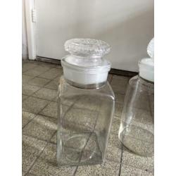Vintage snoep potten van glas, set van 2