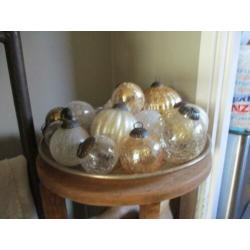 Heksenballen ballen goud glas craquele 17 stuks
