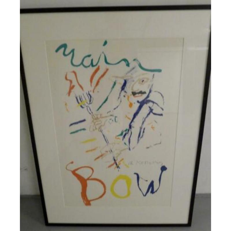 Willem de Kooning, '(Rain)bow' ,Lithografie ingelijst.