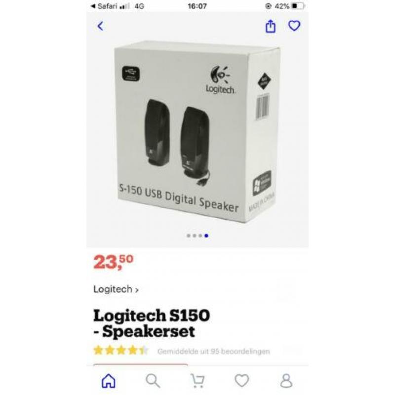 Logitech usb speaker set S150 nieuw