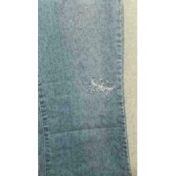 WANLIGE stretch 3 kwart spijkerbroek borduring/kralen mt 40