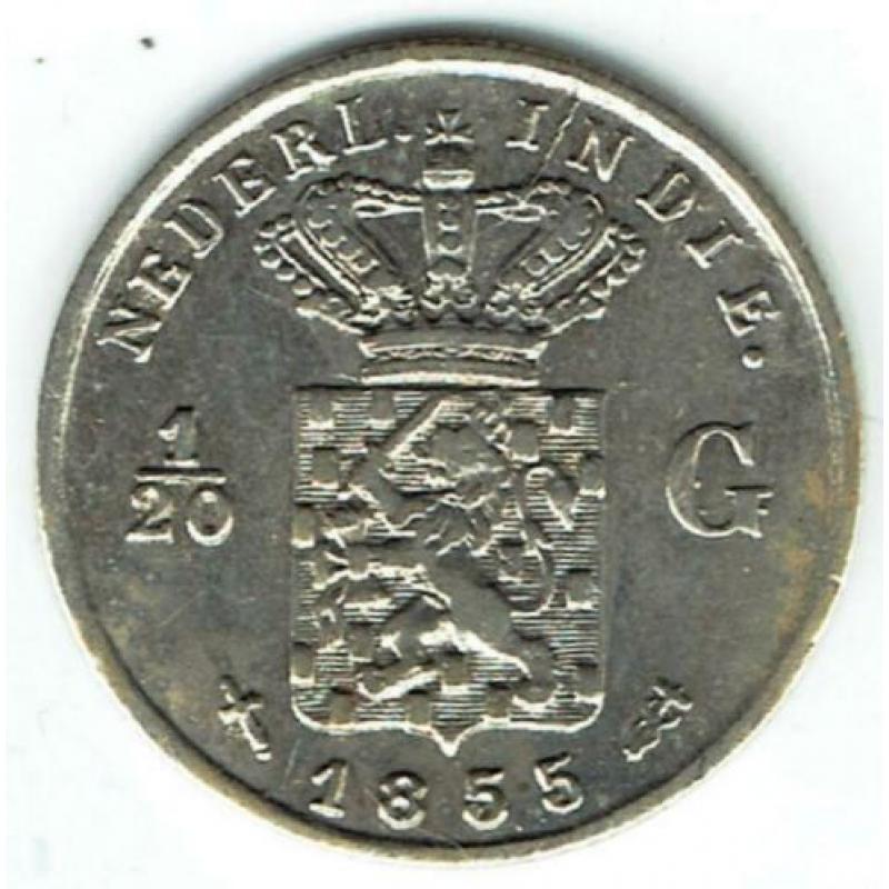 Zilveren 1/20 gulden van Ned. Indië uit 1855 (2x)