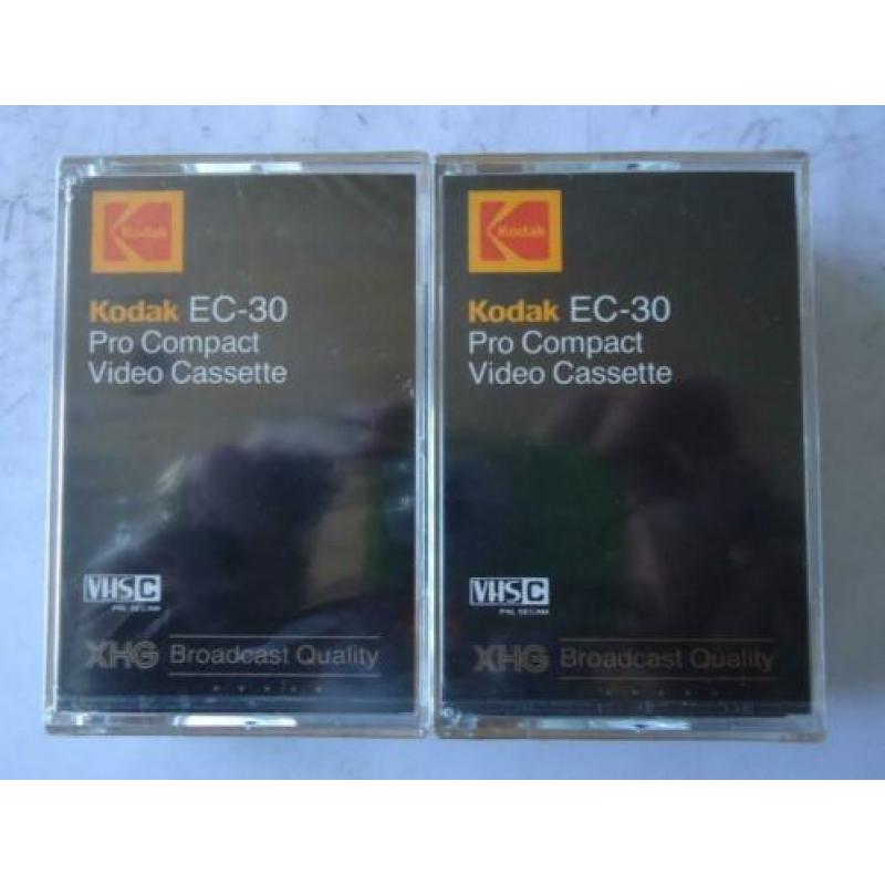 Vier nieuwe VHS-tapes van Sony, Philips en Kodak (geseald).