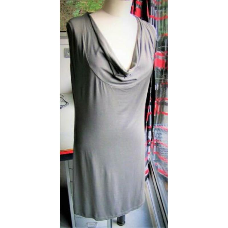 Mooie Yaya collection grijze jurk met waterval kraag mt L.