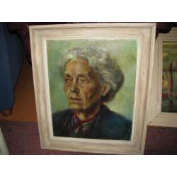 Portret oude dame, olie op karton, gesigneerd