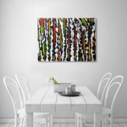 Groot abstract zelfgemaakt schilderij met bomen op canvas