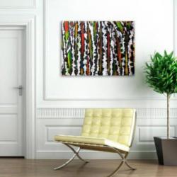 Groot abstract zelfgemaakt schilderij met bomen op canvas
