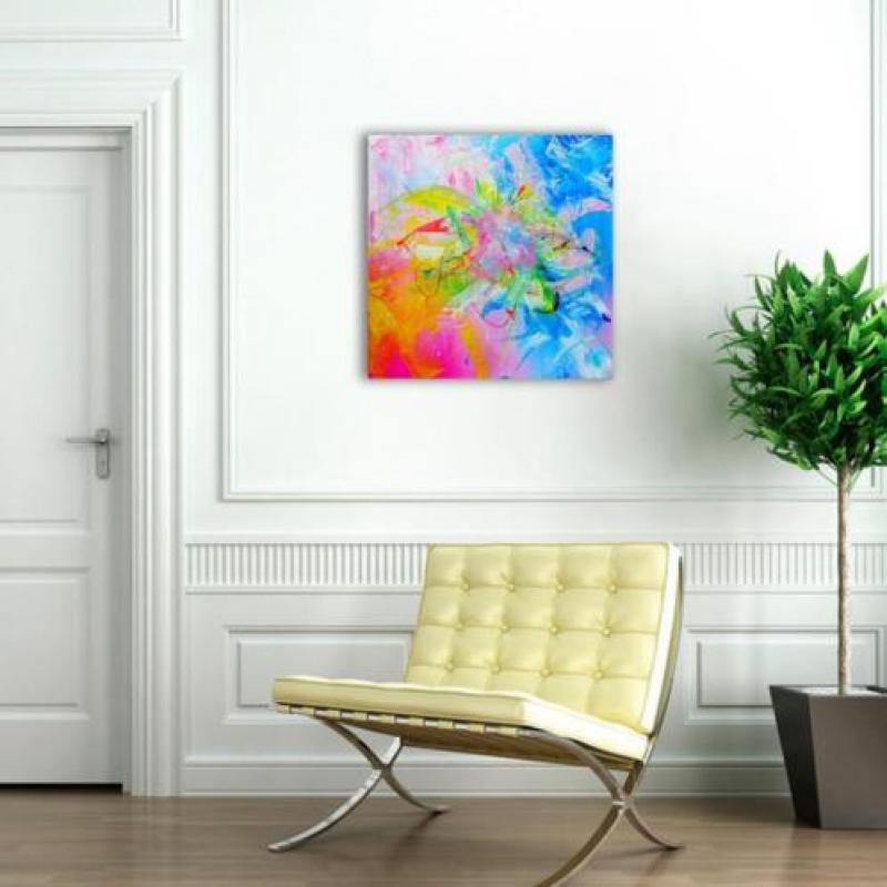Zelfgemaakt modern abstract schilderij op canvas met acryl