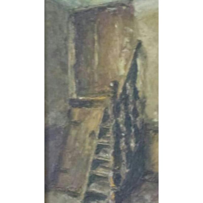 Olieverfschilderij op paneel trap naar opkamer Bergh