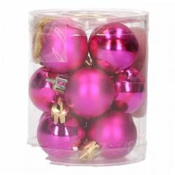 Roze kerstballen 12 stuks 3 cm - Kerstballen