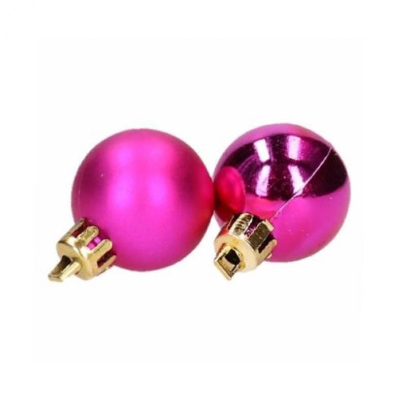 Roze kerstballen 12 stuks 3 cm - Kerstballen