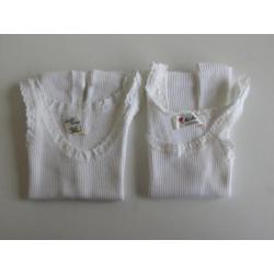 2 witte baby hemdjes maat 35 cm - maat 50