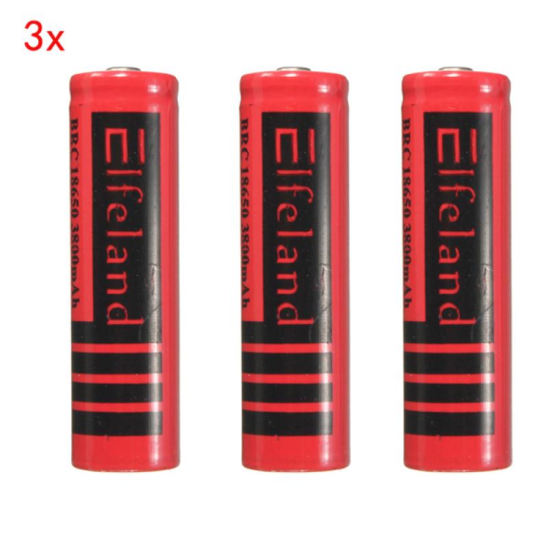 3pcs Elfeland 3.7V 3800mAh 18650 Rechargeable Li ion Battery Red Beste koop