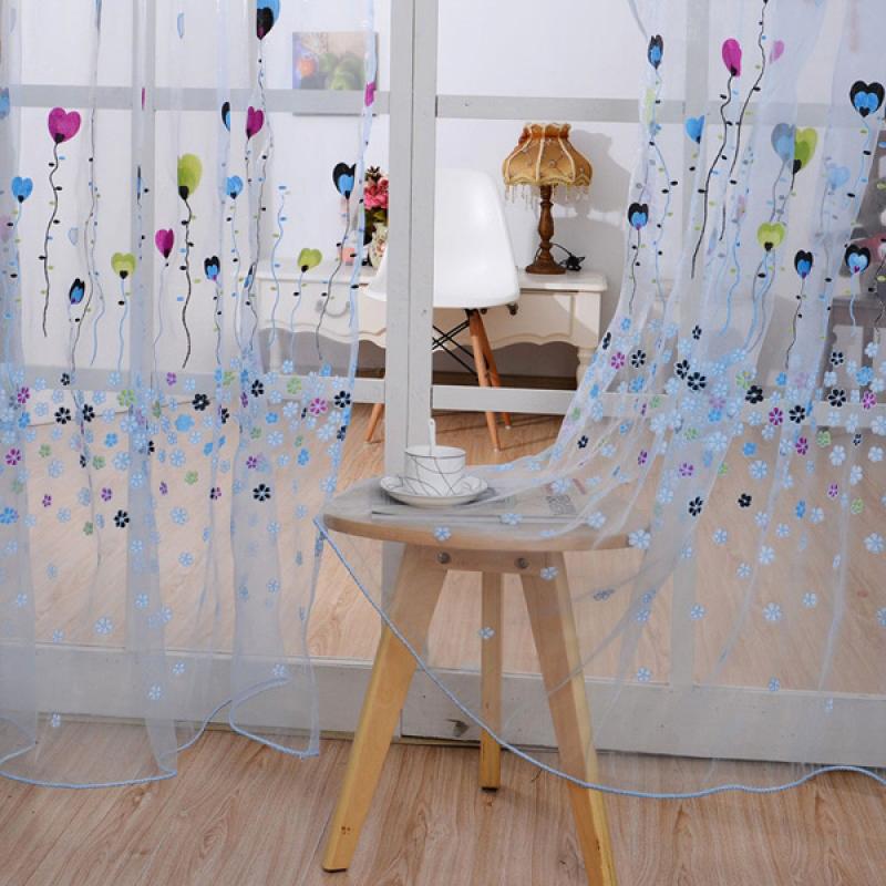 100x200cm Balloon Printing Sheer Window Screen Home Soft Tulle Window Curtain